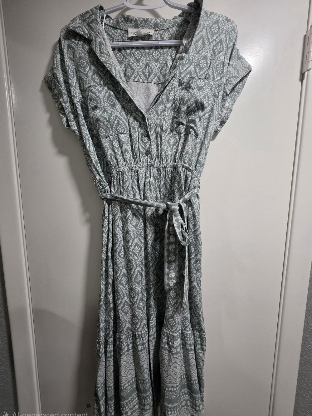 Lucky Brand Sage Printed Belted Maxi Dress